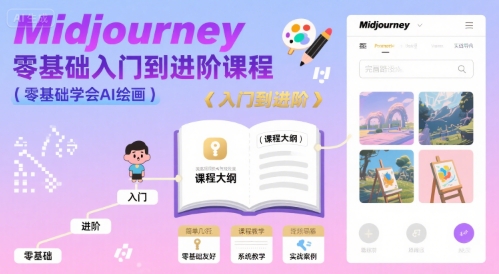 midjourney零基础入门到进阶课程，零基础学会AI绘画-鸿途网创资源站
