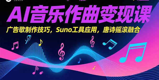 AI音乐作曲变现课，广告歌制作技巧，Suno工具应用，唐诗摇滚融合-鸿途网创资源站