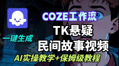Coze扣子工作流一键生成TK悬疑民间故事视频,AI实操教学+保姆级教程-鸿途网创资源站