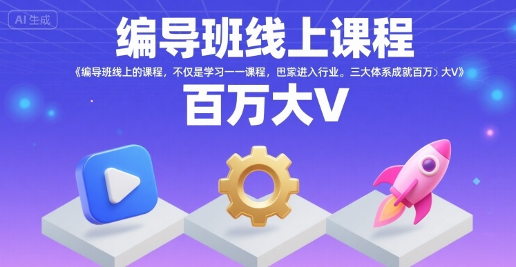 编导班线上课程，不仅是学习一门课程，更是进入一个行业，三大体系成就百万大V-鸿途网创资源站
