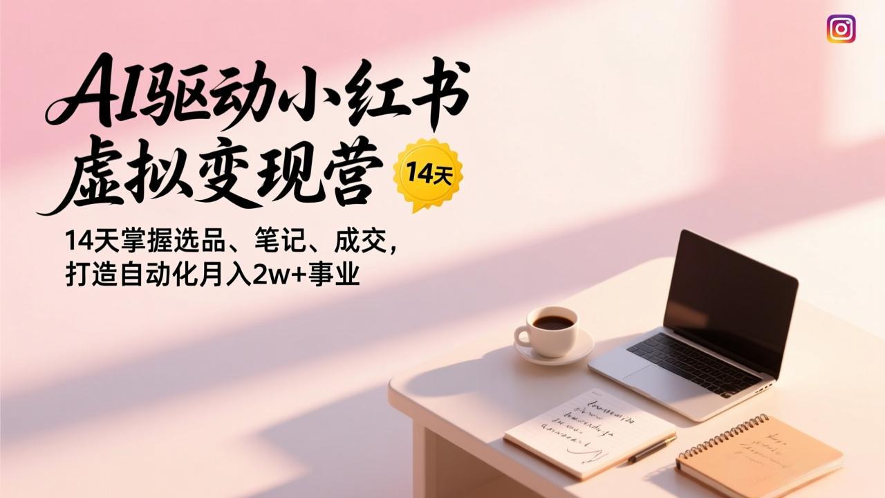 AI驱动小红书虚拟变现营，14天掌握选品、笔记、成交，打造自动化月入2w+事业-鸿途网创资源站