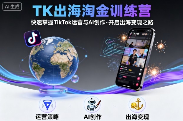 TK出海淘金训练营，助你快速掌握TikTok运营与AI创作，开启出海变现之路-鸿途网创资源站