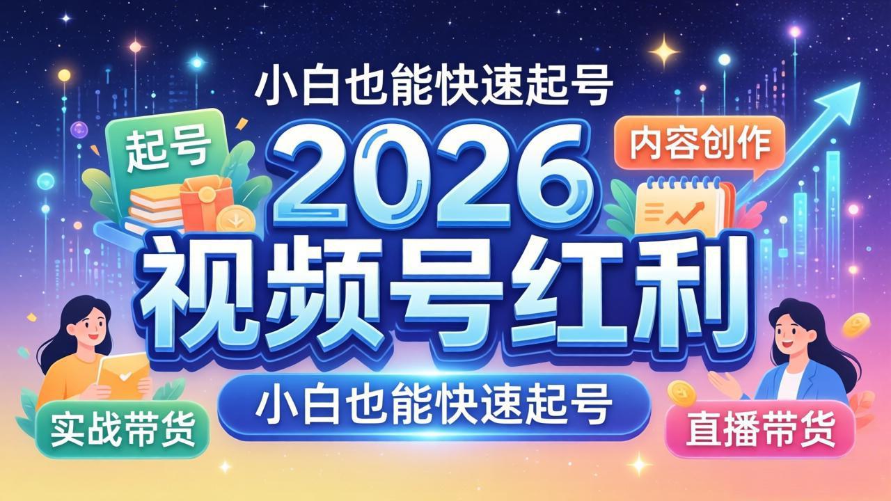 2026视频号红利实战营，大佬亲授起号、内容、直播、IP、投流、私域、矩阵全套落地打法-鸿途网创资源站