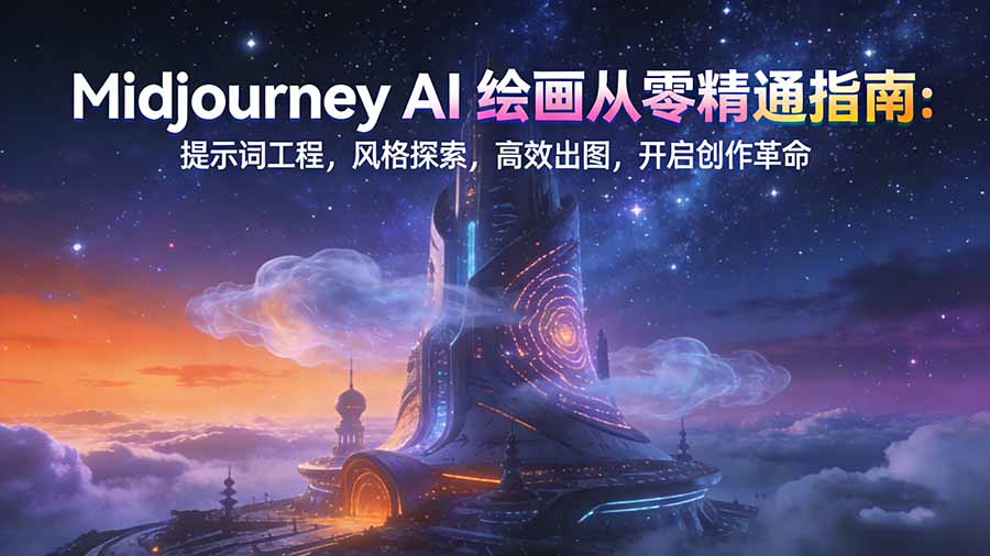Midjourney AI绘画从零精通指南：提示词工程，风格探索，高效出图，开启创作革命-鸿途网创资源站
