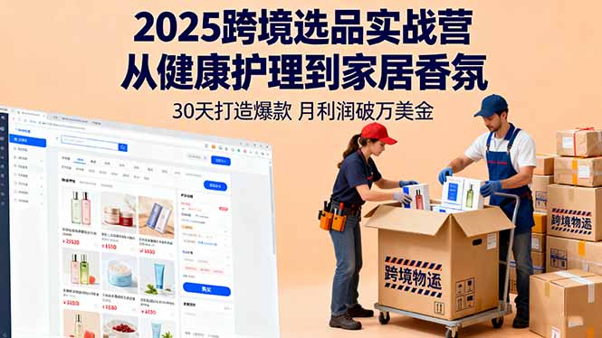 2025跨境选品实战营：从健康护理到家居香氛，30天打造爆款,月利润破万美金-鸿途网创资源站