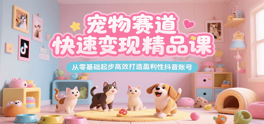 宠物赛道快速变现精品课，从零基础起步高效打造盈利性抖音账号-鸿途网创资源站