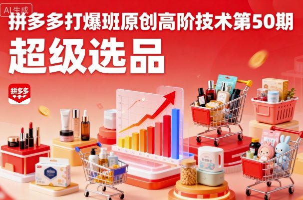 拼多多打爆班原创高阶技术第50期，超级选品-鸿途网创资源站