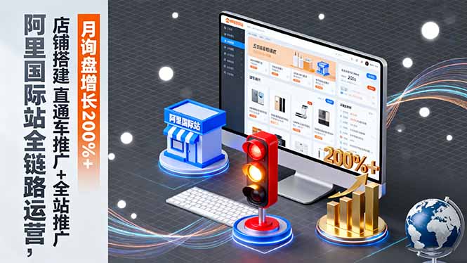 阿里国际站全链路运营，店铺搭建+直通车推广+全站推广，月询盘增长200%+-鸿途网创资源站