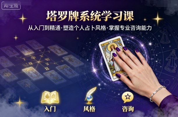 塔罗牌系统学习课，助你从入门到精通，塑造个人占卜风格，掌握专业咨询能力-鸿途网创资源站
