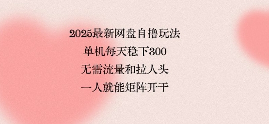 2025最新网盘自撸玩法，单机每天稳下3张，无需流量和拉人头，一个人就可轻松矩阵，全网独一份【揭秘】-鸿途网创资源站