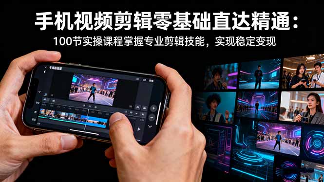 手机视频剪辑零基础直达精通：100节实操课程掌握专业剪辑技能，实现稳…-鸿途网创资源站