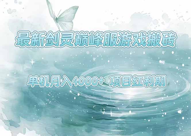 最新剑灵巅峰服游戏搬砖，项目红利期，单机稳定4000+操作简单好上手-鸿途网创资源站