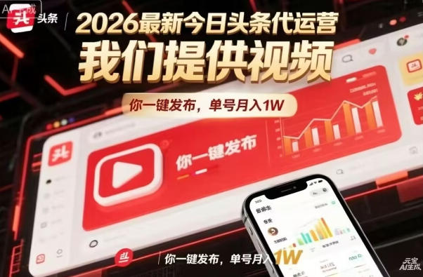 今日头条躺賺模式，你9我1，操作简单，一键发布，单机日入数百，长期合作【揭秘】-鸿途网创资源站