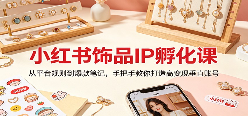 小红书饰品IP孵化课：从平台规则到爆款笔记，手把手教你打造高变现垂直账号-鸿途网创资源站
