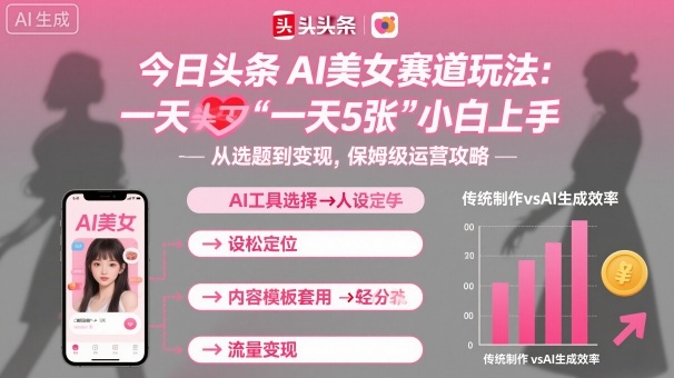 今日头条AI美女赛道玩法，一天轻松5张，小白轻松上手-鸿途网创资源站
