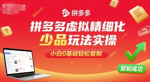 拼多多虚拟精细化少品玩法实操，小白0基础轻松复制-鸿途网创资源站