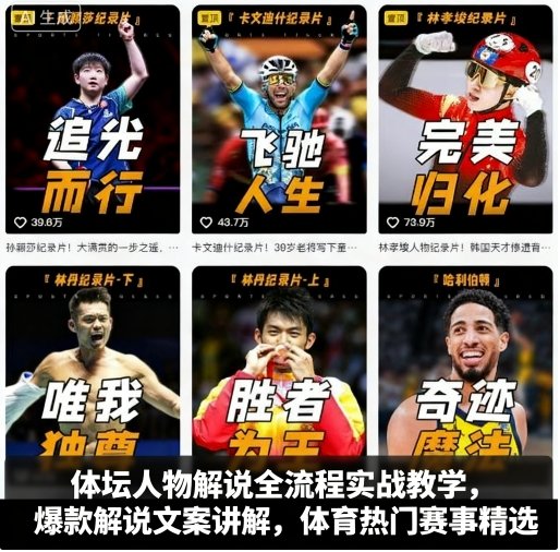 体坛人物解说全流程实战教学，爆款解说文案讲解，体育热门赛事精选-鸿途网创资源站