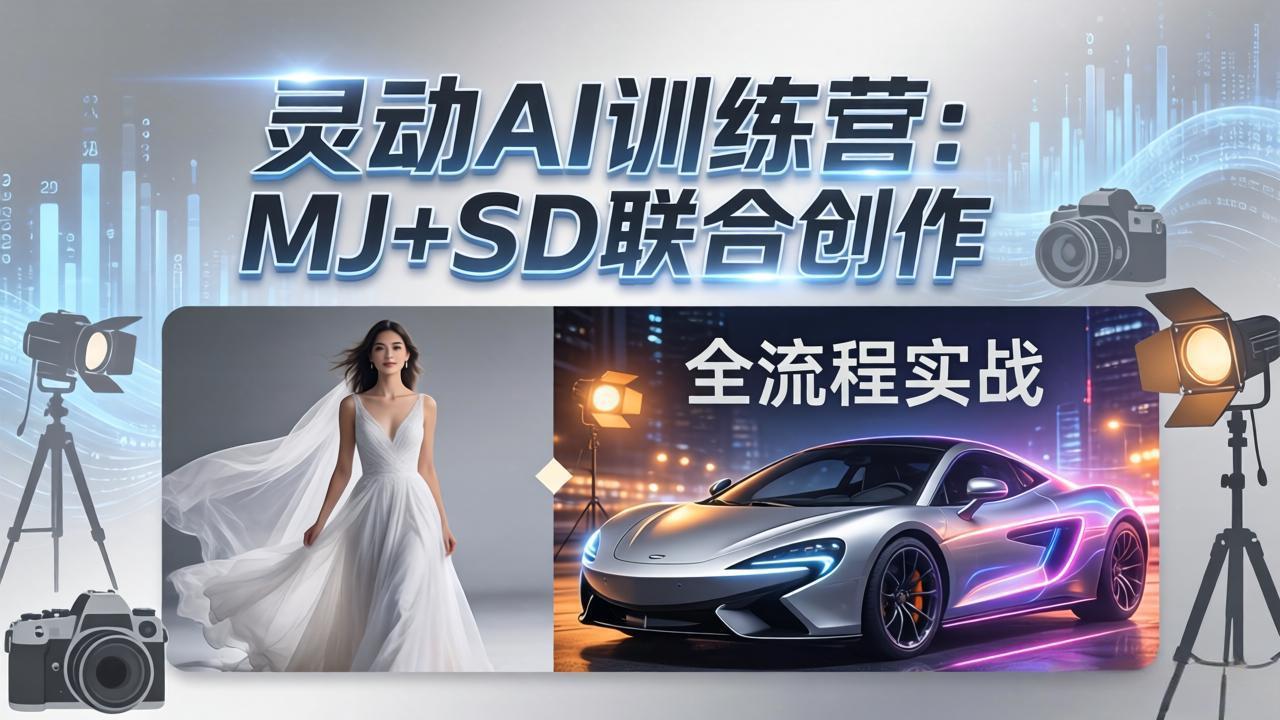灵动AI训练营-3.0课程：MJ+SD联合创作，从婚纱大片到汽车广告，摄影后期全流程实战-鸿途网创资源站