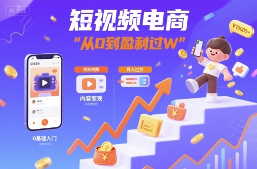 短视频电商：短视频变现从0到盈利过W-鸿途网创资源站