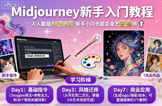 midjourney新手入门教程：人人都是AI艺术家，新手小白也能变身艺术大师-鸿途网创资源站