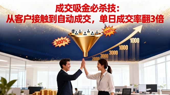 吸金成交营销必杀技：从客户接触到自动成交，单日成交率翻3倍-鸿途网创资源站