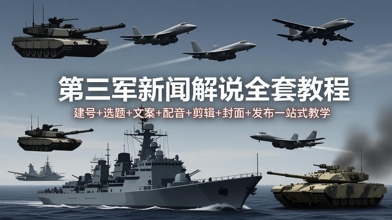 第三军迷新闻解说全套教程：建号+选题+文案+配音+剪辑+封面+发布一站式教学-鸿途网创资源站