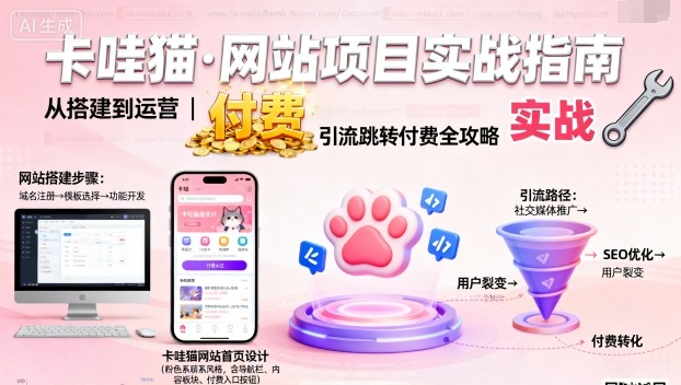 卡哇猫·网站项目，网站搭建与运营以及引流跳转付费-鸿途网创资源站