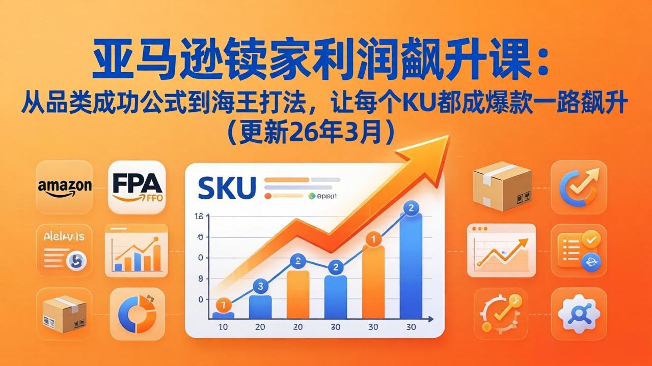 亚马逊卖家利润飙升课：从品类成功公式到海王打法，让每个SKU都成爆款一路飙升(更新26年3月-鸿途网创资源站