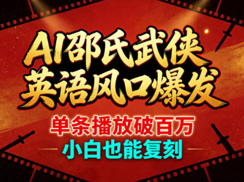 AI邵氏武侠英语风口爆发，单条播放破百万，小白也能复刻-鸿途网创资源站