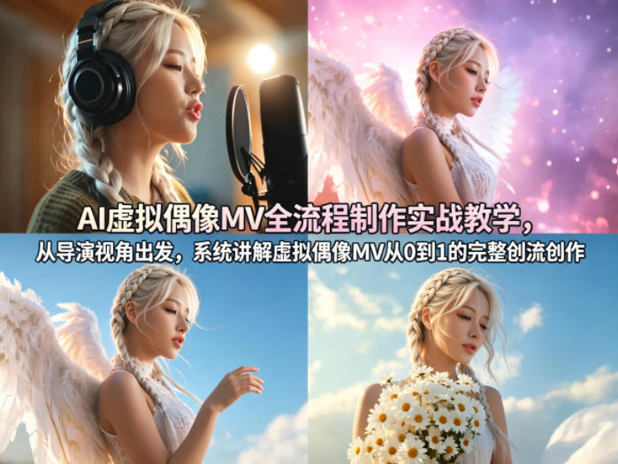 AI虚拟偶像MV全流程制作实战教学，从导演视角出发，系统讲解虚拟偶像MV从0到1的完整创作流程-鸿途网创资源站