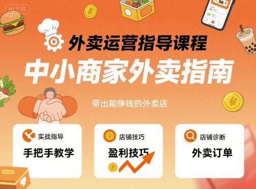 外卖运营指导课程，中小商家外卖指南，手把手带出能挣钱的外卖店-鸿途网创资源站