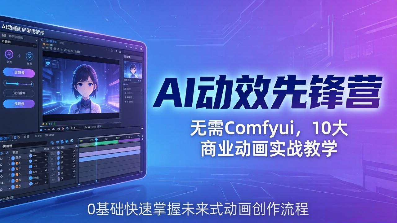 AI 动效先锋营：无需Comfyui，10大商业动画实战教学，0基础快速掌握未来式动画创作流程-鸿途网创资源站