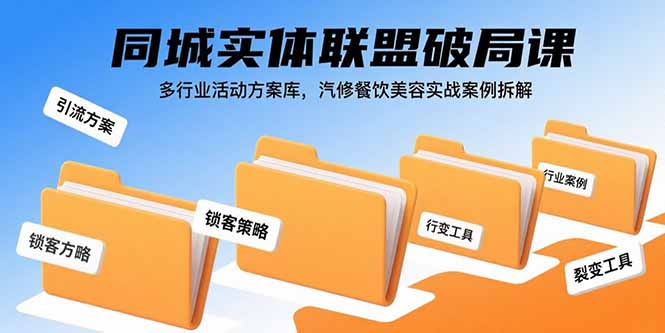 同城实体联盟破局课，多行业活动方案库，汽修餐饮美容实战案例拆解-鸿途网创资源站