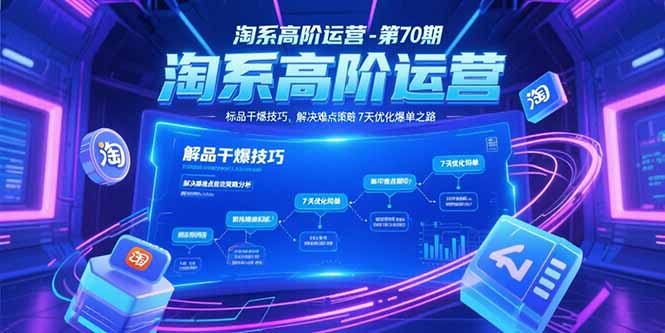 淘系高阶运营-第70期,标品干爆技巧,解决难点策略,大佬操盘方法-鸿途网创资源站