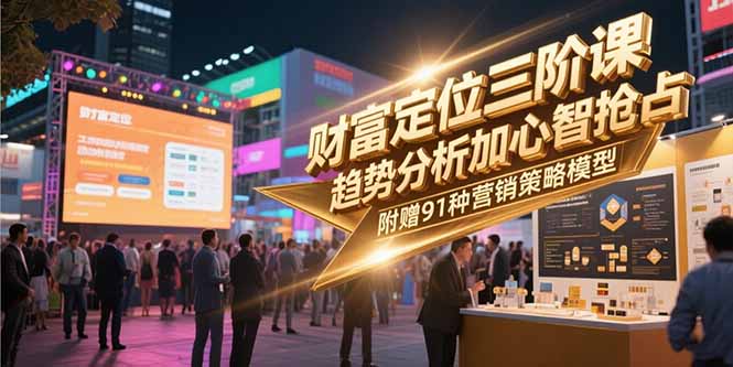 财富定位三阶课，趋势分析加心智抢占，附赠91种营销策略模型-鸿途网创资源站