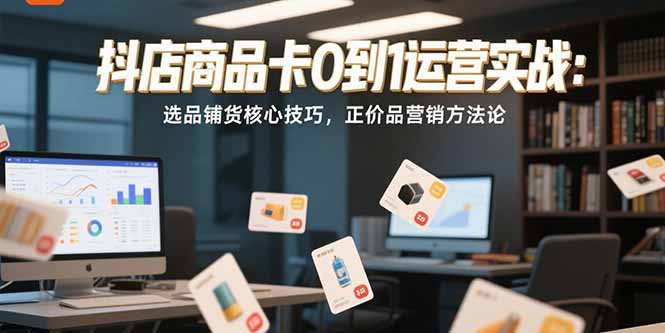 抖店商品卡0到1运营实战：选品铺货核心技巧，正价品营销方法论-鸿途网创资源站
