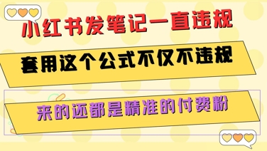 小红书发笔记一直违规，套用这个公式不仅不违规，来的还都是精准的付费粉-鸿途网创资源站