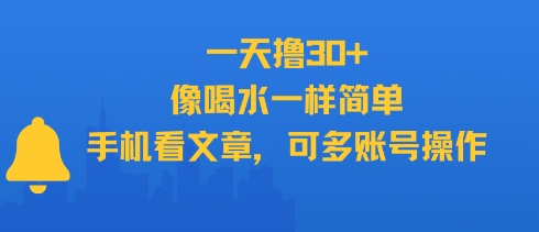 一天撸30+，像喝水一样简单，手机看文章，可多账号操作-鸿途网创资源站