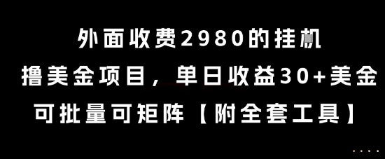 外面收费2980的挂G撸美金项目,单日收益30+美金,可批量可矩阵【揭秘】-鸿途网创资源站