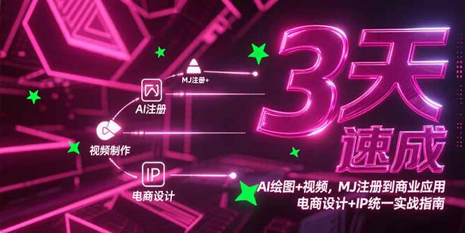 3天速成AI绘图+视频，MJ注册到商业应用，电商设计+IP统一实战指南-鸿途网创资源站