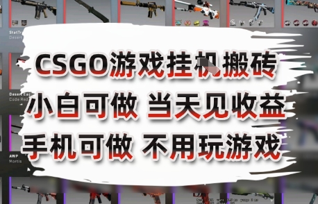 CSGO游戏挂G搬砖，小白纯手机即可操作，不用电脑打游戏，日入3张+，副业网创项目【揭秘】-鸿途网创资源站