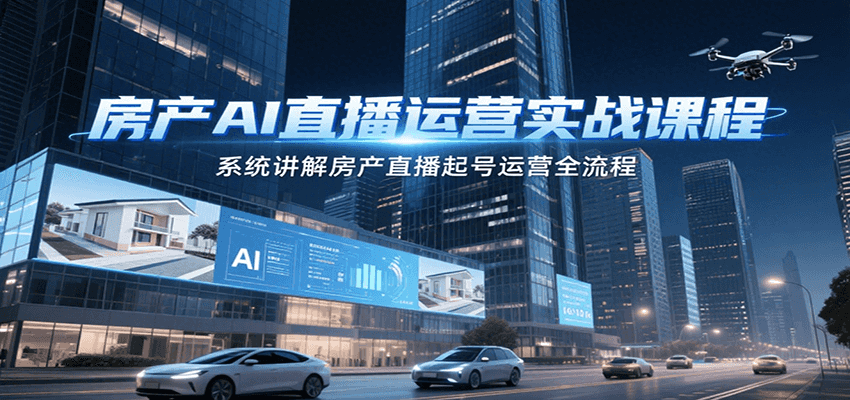 房产AI直播运营实战课程,系统讲解房产直播起号运营全流程-鸿途网创资源站