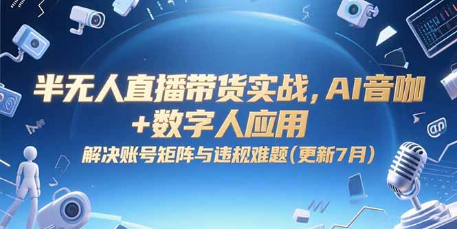 半无人直播带货实战,AI音咖+数字人应用 解决账号矩阵与违规难题(更新7月-鸿途网创资源站