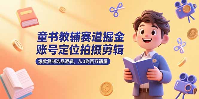 童书教辅赛道掘金，账号定位拍摄剪辑，爆款复制选品逻辑，从0到百万销量-鸿途网创资源站