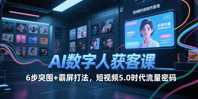 AI数字人获客课，6步突围+霸屏打法，短视频5.0时代流量密码-鸿途网创资源站