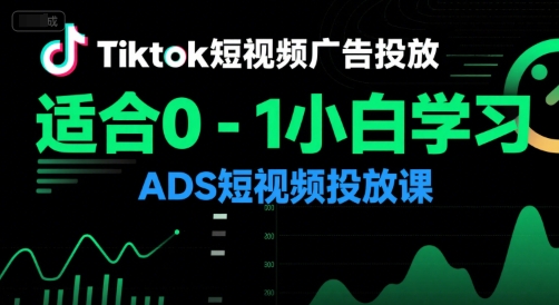 Tiktok短视频广告投放,适合0-1小白学习ADS短视频投放课-鸿途网创资源站