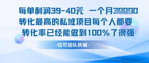 每单利润40一个月7k+转化最高的私域项目，每个人都要的产品转化率已经能做到100%-鸿途网创资源站
