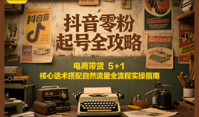 抖音零粉起号全攻略：电商带货 5+1 核心话术搭配自然流量全流程实操指南-鸿途网创资源站