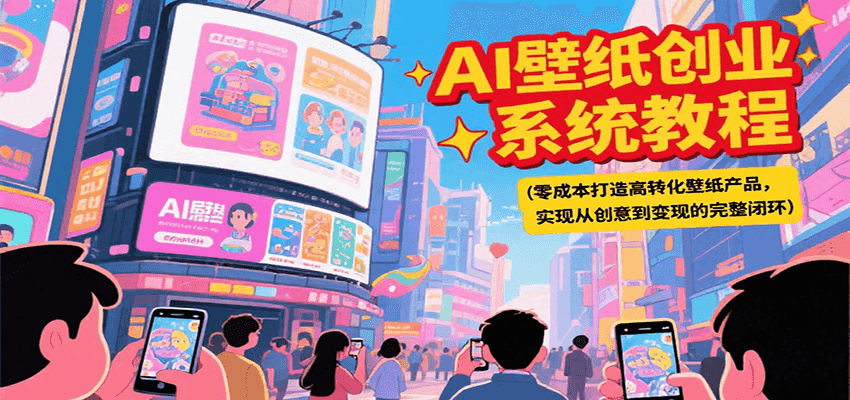 AI壁纸创业系统教程，零成本打造高转化壁纸产品，实现从创意到变现的完整闭环-鸿途网创资源站