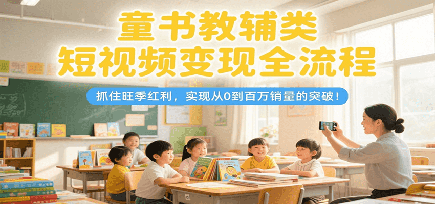 童书教辅类短视频变现全流程，抓住旺季红利，实现从0到百万销量的突破！-鸿途网创资源站